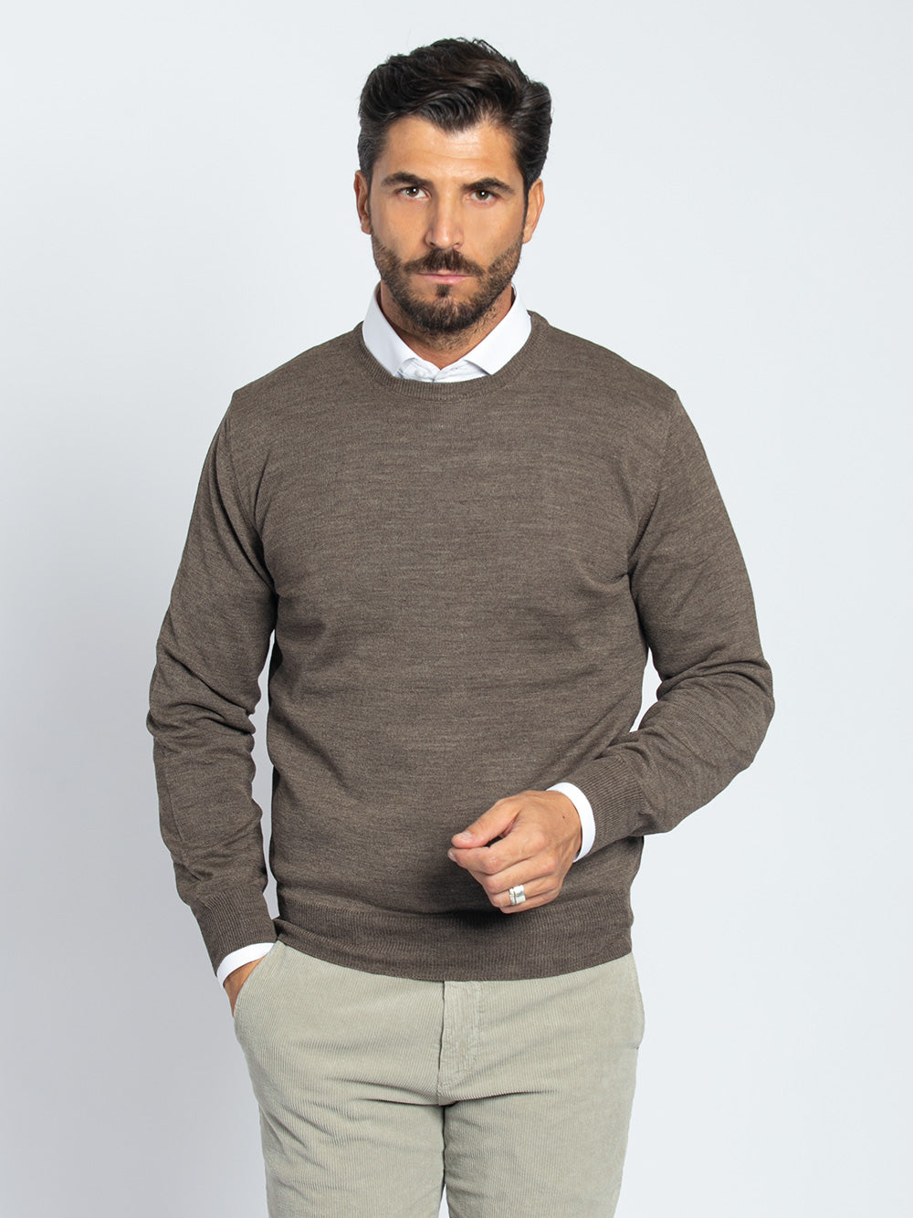 Maglia girocollo in lana merino
