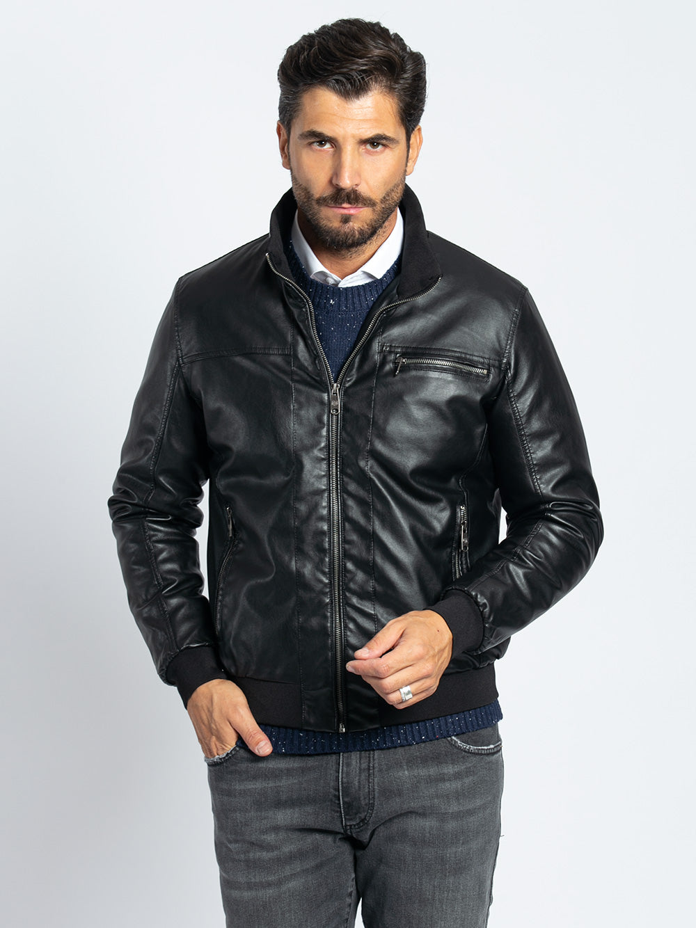 Bomber in ecopelle imbottito
