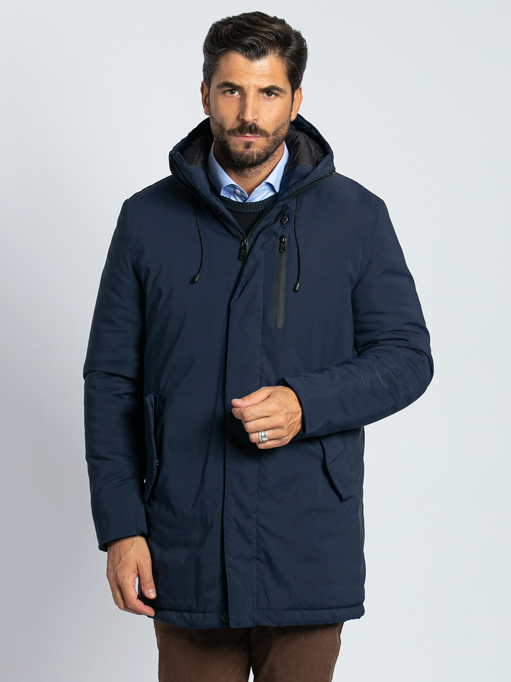 Parka in nylon ecopiuma tre quarti