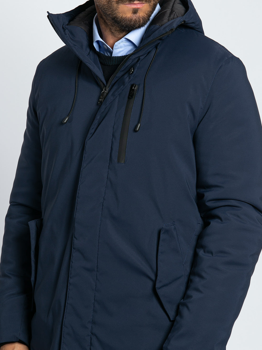 Parka in nylon ecopiuma tre quarti