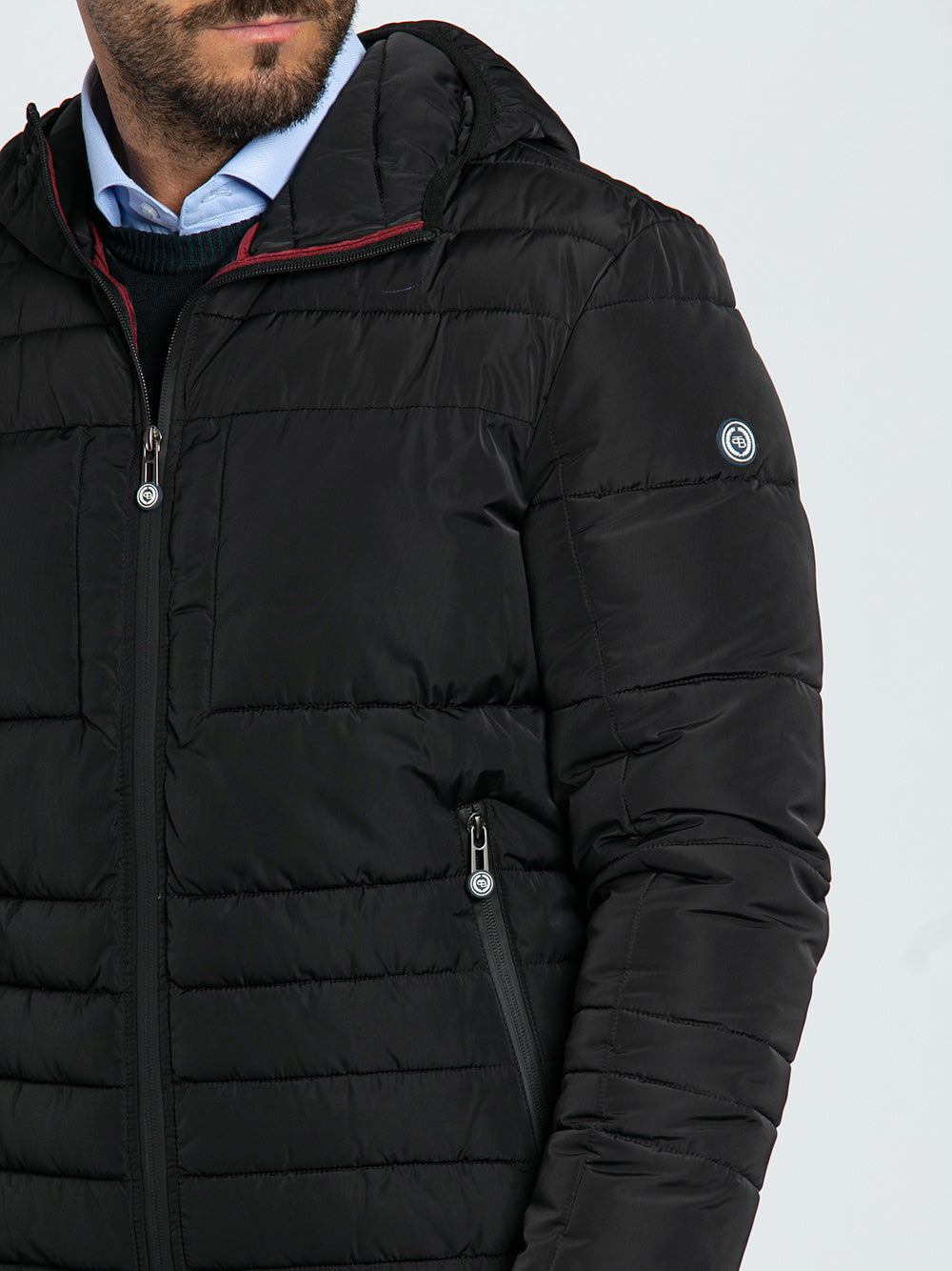 Bomber in tessuto tecnico ecopiuma con cappuccio