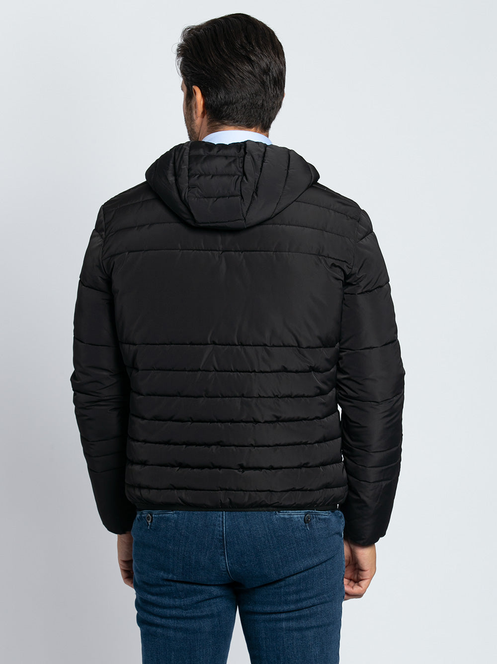 Bomber in tessuto tecnico ecopiuma con cappuccio