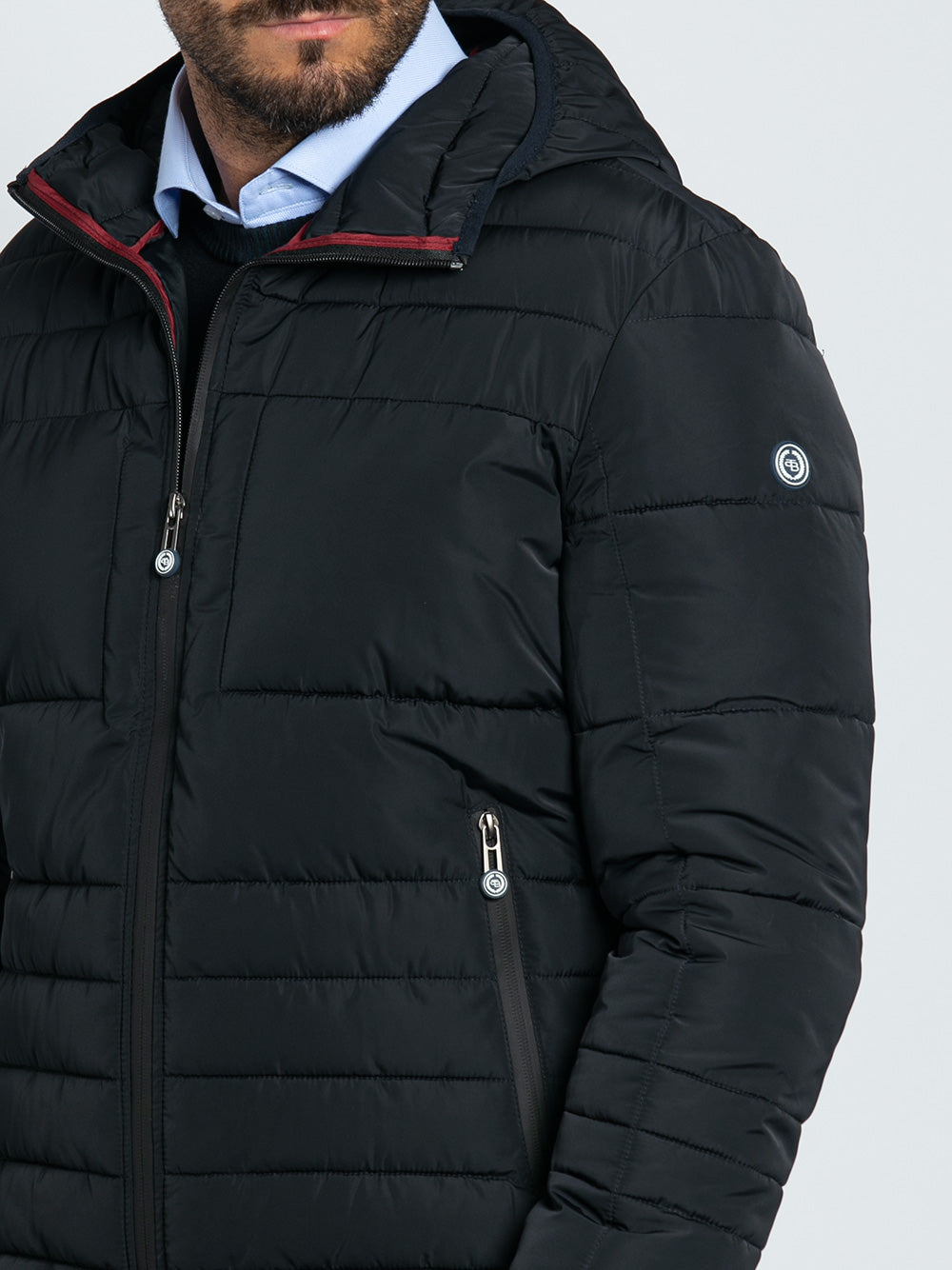 Bomber in tessuto tecnico ecopiuma con cappuccio