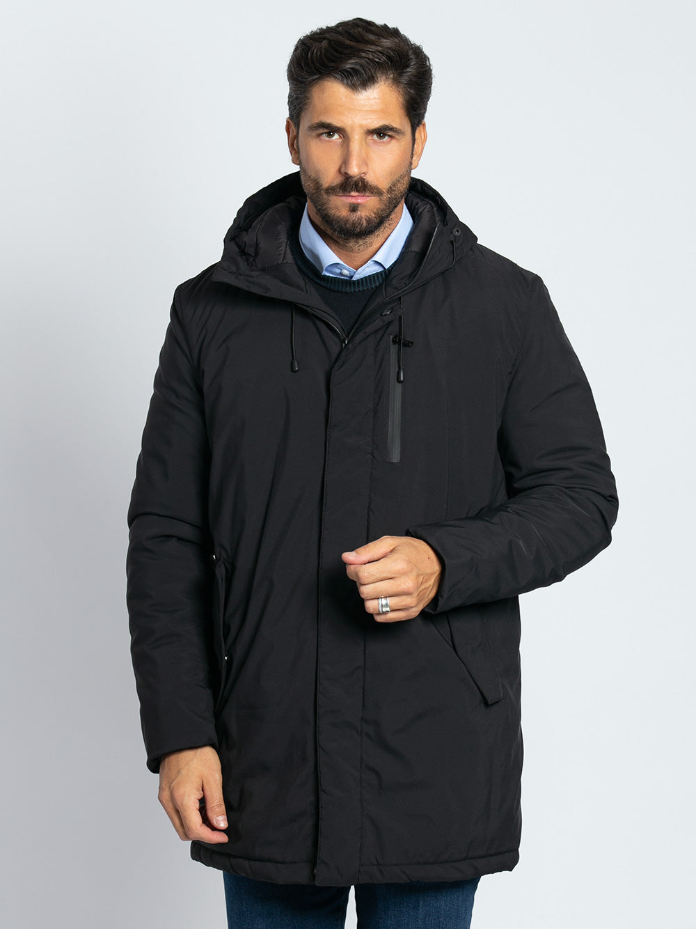 Parka in nylon ecopiuma tre quarti