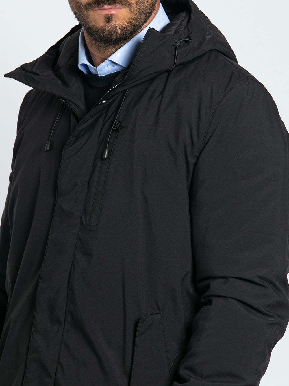 Parka in nylon ecopiuma tre quarti