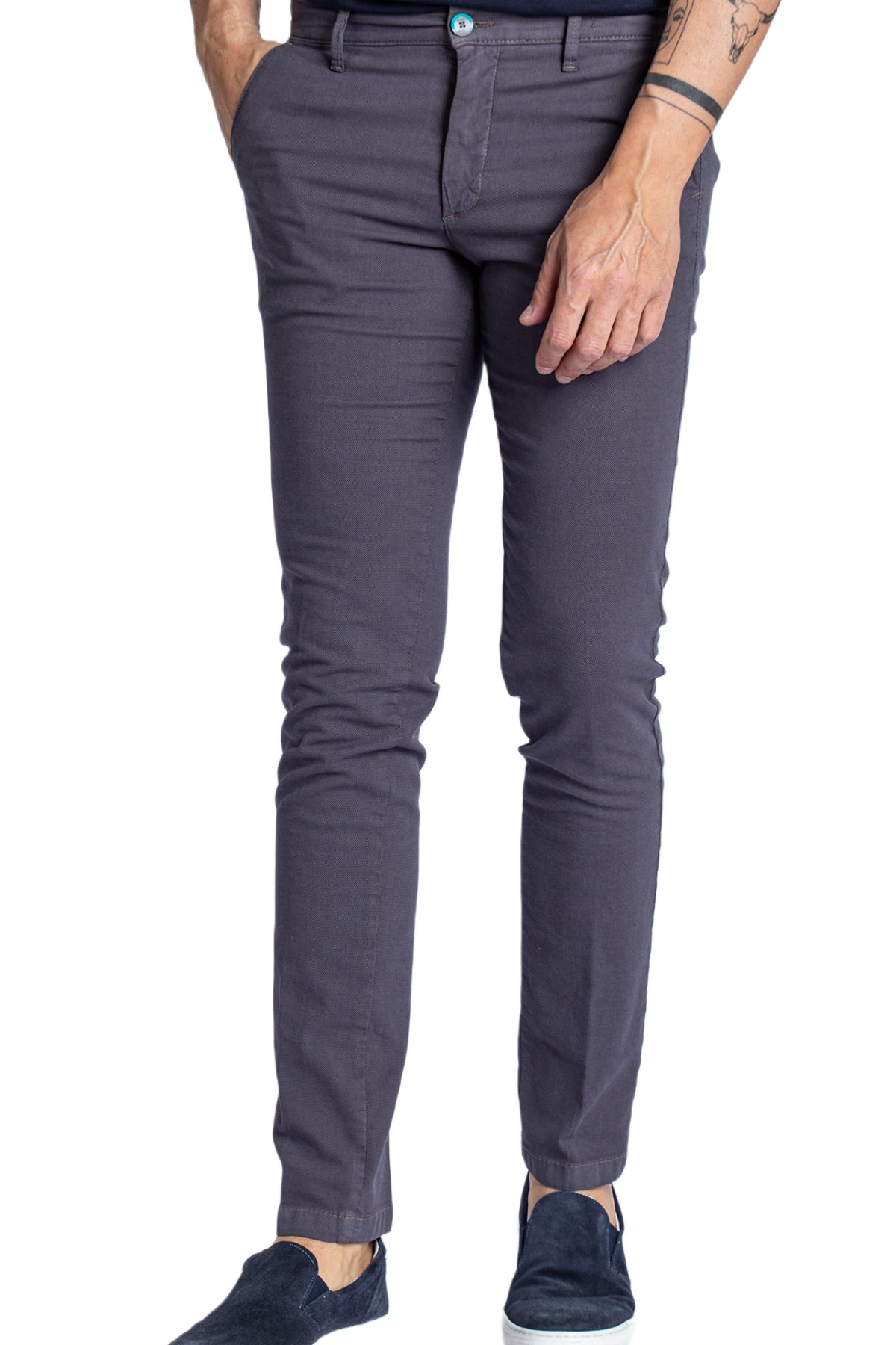 Pantalone chino armaturato in cotone tinto filo