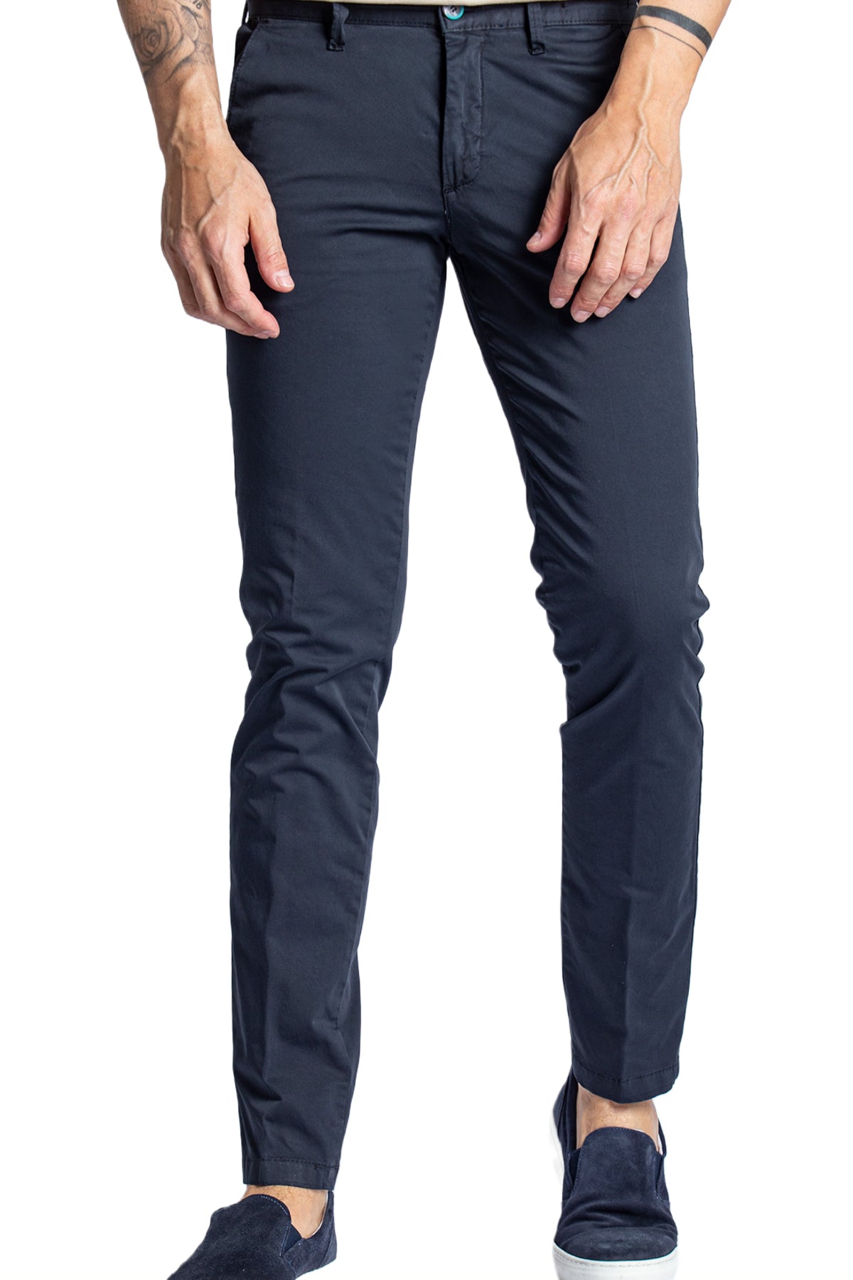 Pantalone chino in cotone raso stretch